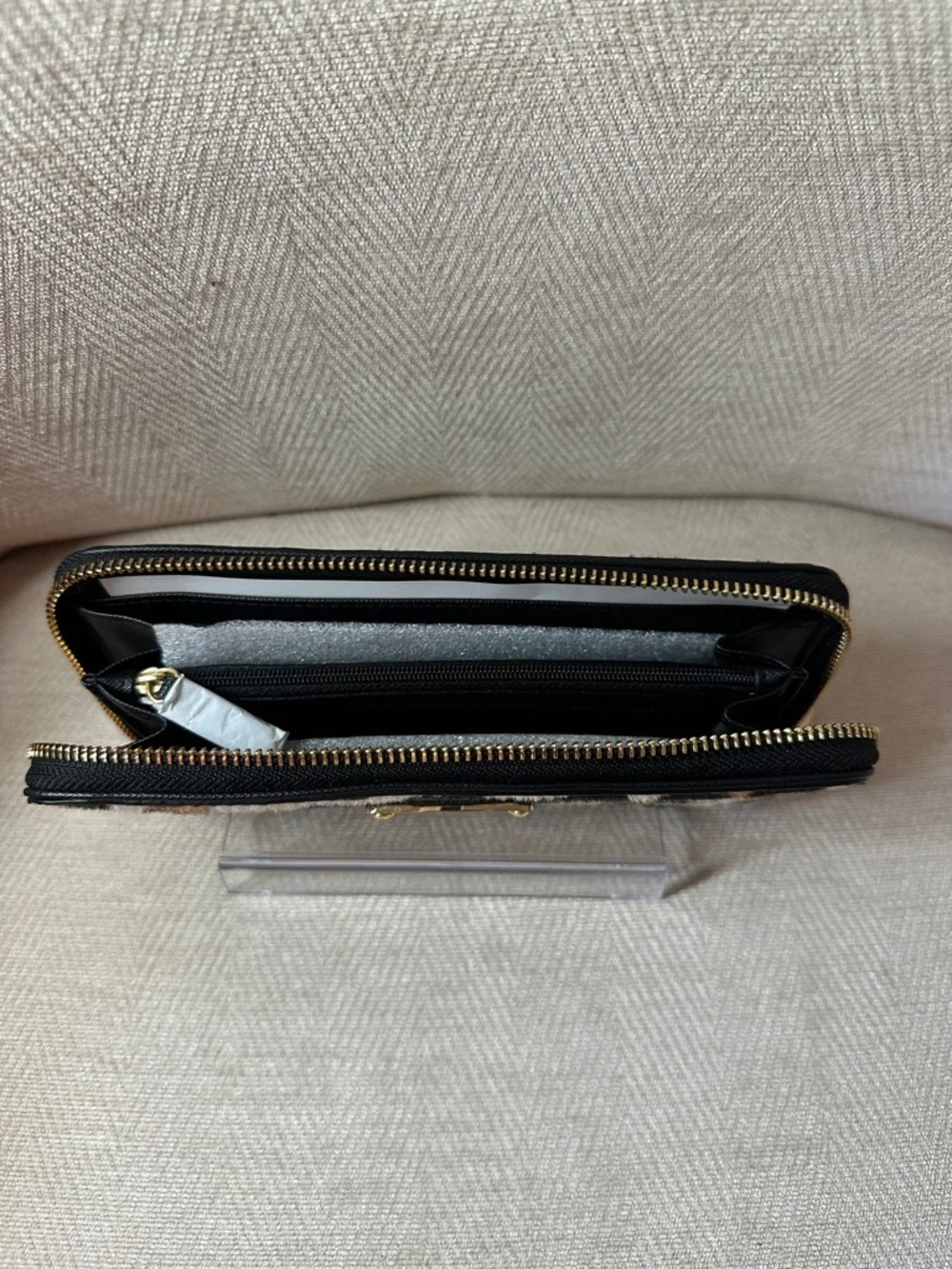 Michael Kors Leopard-Print Zip Around Wallet in Black, Brown & Cream Fur